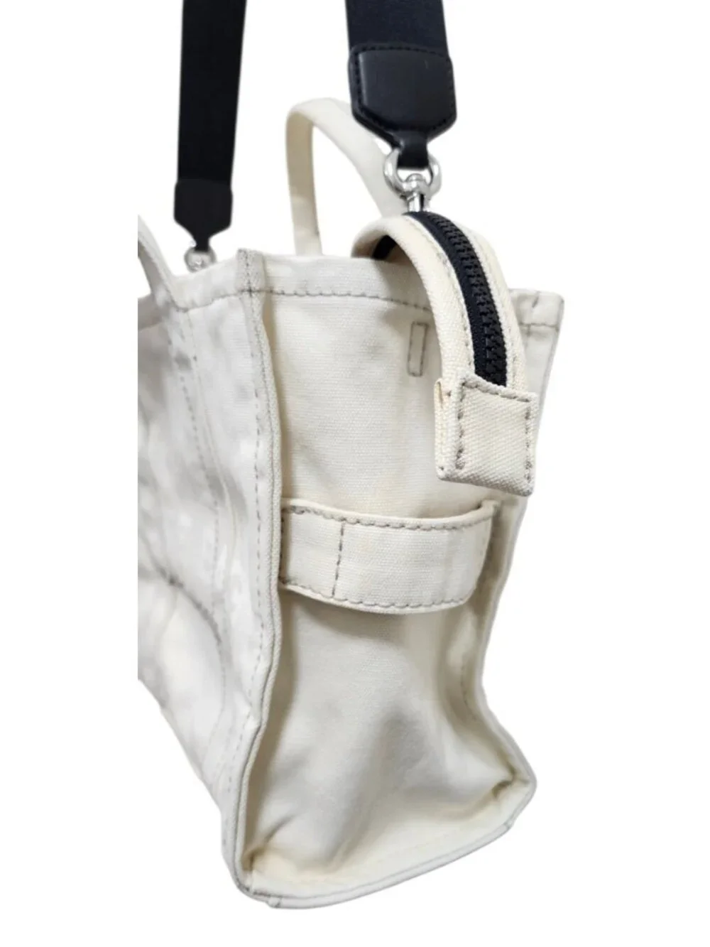 Marc Jacobs The Tote Bag Ivory Canvas Medium Tote Crossbody Zip Top